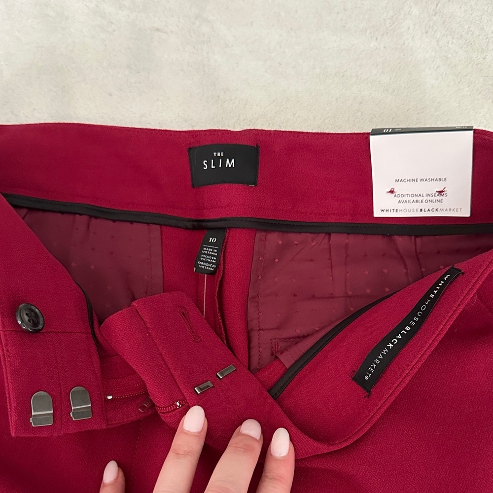 White House Black Market Red Slim Trousers
